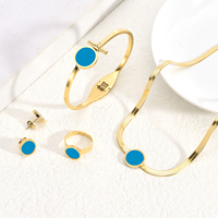 Bracelet en forme de coquille époxy 18K plaqué or, chaîne en serpent, pendentif en coquille, collier en acier inoxydable, ensembles de bijoux pour femmes