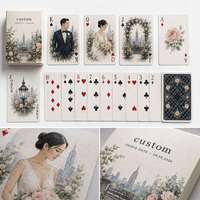 Cartes à jouer personnalisées en aquarelle pour mariage, portrait de couple Metropolitan Garden, jeu de poker, finition mate, cadeau souvenir