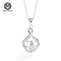 Collier Pendentif Trèfle en Argent Sterling S925 avec Moissanite 0.15CT et Perle de Culture d'Eau Douce XMZ261 – Bijou Élégant et Tendance pour Femme
