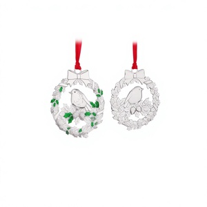 Winko XMAS ORN Zinc Alloy <b>Christmas</b> Ornament Hanging Decoration Robin <b>Christmas</b> Wreath Silver Pl/Lacq Eco-friendly Durable <b>Mini</b> - Product Image 1