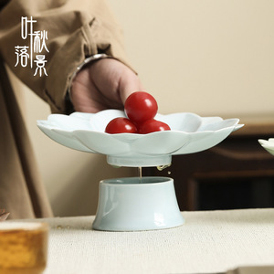 Plato de porcelana con forma de flor para frutas, plato alto para aperitivos, para fiesta de té, estilo chino moderno - Product Image 2