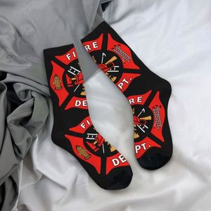 Chaussettes <span class=keywords><strong>de</strong></span> robe personnalisées avec Logo du service des pompiers, chaussettes chaudes à la mode pour les pompiers et les secours - Product Image 4