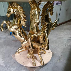 Tavolo da pranzo rotondo nobile e <span class=keywords><strong>reale</strong></span> lussuoso marmo rotondo fuso con ottone tavolo da pranzo personalizzato a forma di cavallo dorato - Product Image 5