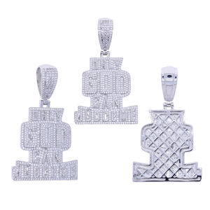 Iced Out <span class=keywords><strong>2</strong></span>-Tone Bling CZ Punk-Stil Schmuck Individuell Nur Gott kann mich beurteilen Brief Cool Anhänger - Product Image 3