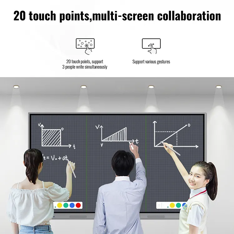 Papan pintar interaktif layar sentuh, papan tulis interaktif 55/65/75/86 inci papan pintar tampilan Digital cerdas