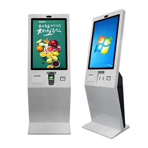 Kiosks + 32 polegadas sistema de verificação, máquina com scanner de códigos de barras, pagamento automático