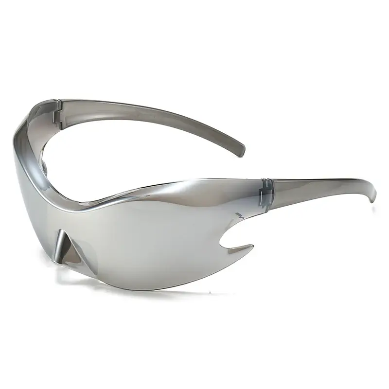 2023 Einteilige Linse Übergroße Cryling-Brille Trendy Steampunk Rimless Outdoor Sport Wind dichte Sonnenbrille