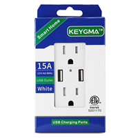 Prise murale intérieure certifiée ETL, double prise US avec deux ports USB, charge rapide, 15A 250V, prise PC