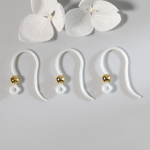 <strong>Jewelry</strong> Making <strong>Supplies</strong> 9mm Earrings Accessories White Black Ear Wires Resin Earring Hooks with Bead - Product Image 6