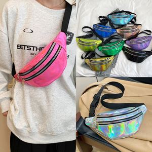 Sac banane laser de voyage extérieur à fermeture éclair en cuir PU irisé personnalisé pour femme - Prix de gros - Product Image 2