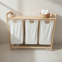 Panier à linge pliable, panier à linge en bambou, organisateur de salle de bain avec tiroirs coulissants pour la salle de bain