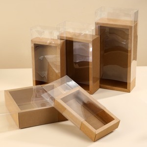 Thủ Thương Hiệu Trắng Trong Suốt Kraft Giấy Ngăn Kéo Thuận Tiện Rõ Ràng Frosted <span class=keywords><strong>PVC</strong></span> Tay Áo Trượt Hộp Rõ Ràng Cửa Sổ Cho Bao Bì - Product Image 3