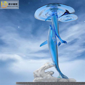 Jiahua Stainless Steel Whale Sculpture Mirror Finish Outdoor Garden Water Feature Ornament - Product Image 4