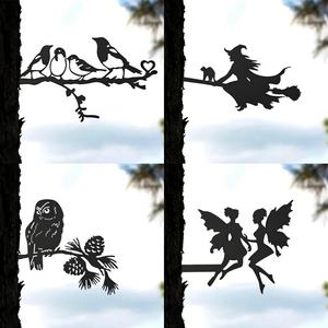 Ensemble de décorations de jardin de Noël miniature en forme de libellule, feuille d'Highland, vélo poli, loup, grandes silhouettes ornementales, effet patiné - Product Image 2