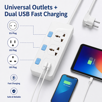 Multiprise universelle sur mesure avec 2 prises et 2 ports USB, adaptateur secteur pour prises US, EU, UK, fabriquée en Chine