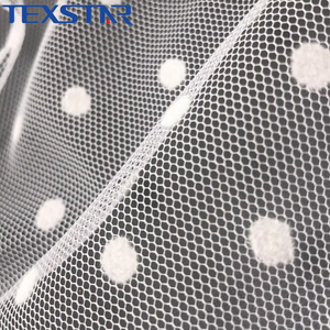 女の子のドレス用の卸売ポリエステルフロッキー水玉メッシュ生地 - Product Image 4