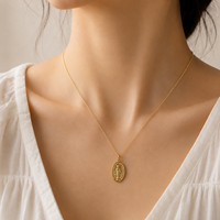 Collier Chrétien en Métal Plaqué Or 18 carats, Argent Sterling 925, Collier Vierge Marie, Bijou Décoratif pour Femme