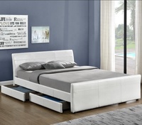 Willsoon Cadre de lit en cuir PU de taille King Size au design moderne avec construction en bois souple et quatre tiroirs pour usage domestique