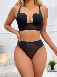 Ensemble soutien-gorge et culotte pour femme 2025 avec rembourrage, sans couture, push-up, à armatures, dos en U boutonné, <span class=keywords><strong>lingerie</strong></span> sexy - Product Image 2
