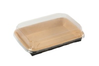 Offre Spéciale Prix Usine Nouveau Boîte Carrée Écologique en Papier Kraft Robuste SM7-1105 avec Plateau à Couvercle en PET pour Sushi et Aliments