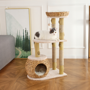 <span class=keywords><strong>Arbre</strong></span> <span class=keywords><strong>à</strong></span> <span class=keywords><strong>chat</strong></span> écologique avec griffoir, condo en résine, bois de poirier, jute et corde de jute pour chats adultes - Product Image 2