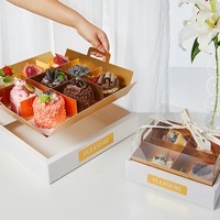 Boîte à dessert transparente à neuf compartiments en carton, emballage pour beignets avec estampage pour cupcakes et macarons français