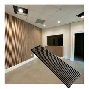 Wooden Acoustic Panel With Polyester Fiber Backing Slat Acoustic Panel