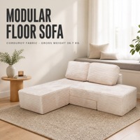 Canapé modulaire en forme de L compressé en tissu velours côtelé pour salon et appartement