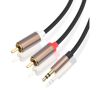 Câble <span class=keywords><strong>audio</strong></span> plaqué or 3,5 mm vers 2 RCA, <span class=keywords><strong>jack</strong></span> stéréo vers double RCA, cordon phono pour système home cinéma, amplificateur, ordinateur portable, téléviseur - Product Image 4