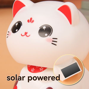 Nouveau 2 pouces grosse tête chat chanceux automatique hochant la tête Maneki Neko plastique artisanat Figure ornements solaire chat chanceux - Product Image 6