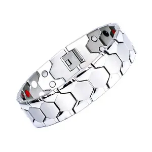 Men Magnetic Therapy Bracelet Fashion Tungsten Steel Bio Power Relieve Stress Improve Sleep Bracelet Charm Anion Bracelet