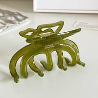 Pince à cheveux papillon en acétate épais 4MM de luxe Mirror Lan, design requin haut de gamme avec étiquette dorée, polyvalente, élégante et légère pour femme