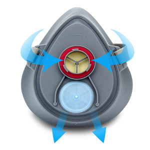 Masker pelindung debu & gas berbahaya dapat digunakan kembali POWECOM dengan Filter karet bahan bantalan hidung silikon - Product Image 3