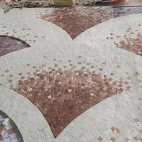 Éventail coloré de piscine, écailles de poisson, Art rouge Beige mur de sol, salle de bains marbre mosaïque carrelage