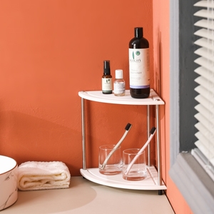 Support de rangement <span class=keywords><strong>d</strong></span>'<span class=keywords><strong>angle</strong></span> pour évier à séchage instantané en diatomite absorbante unique, organisateur de comptoir de salle de bain à 2 niveaux - Product Image 4