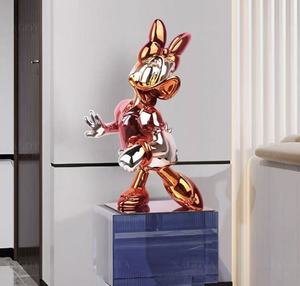 Estatua de Resina de Pato <span class=keywords><strong>Donald</strong></span> en Cromo Rosa, Azul y Negro para Escultura Artística, Modelo <span class=keywords><strong>Daisy</strong></span> con Galvanoplastia Brillante, Pintado a Mano - Product Image 3