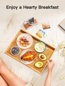 Bandeja de Bambú Personalizada para Desayuno en Cama con Patas Plegables y Asas, Ideal para Parejas, Sofá, Comer, Trabajar, Usada como Escritorio para Portátil - Product Image 6