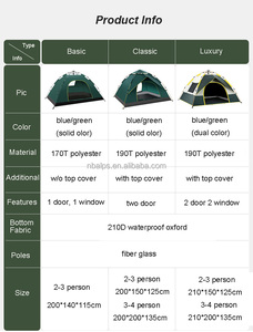 Dôme portable <span class=keywords><strong>2</strong></span> 3 4 personnes <span class=keywords><strong>camping</strong></span> en plein air léger plage familiale installation facile tente de <span class=keywords><strong>Camping</strong></span> Pop Up instantanée - Product Image 6