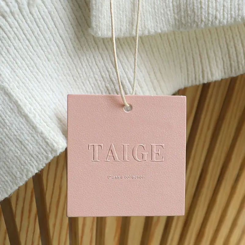 Luxury Custom High Quality Printing Your Logo Eco-friendly Pink Garment Label Tag Clothing Hang Tag