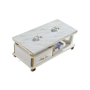 خفف من الزجاج الصغيرة جولة طويل القامة طاولة جانبية الحديثة الأبيض للبيع - Product Image 2