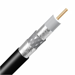 Cable coaxial RG59/<span class=keywords><strong>RG6U</strong></span> 0,65mm/0,81mm/1,02mm espuma de cobre desnudo PE aislamiento Al-foil trenzado escudo PVC chaqueta 100 m/rollo - Product Image 2