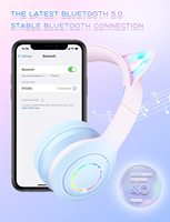 Casque Bluetooth pour enfants K2 RGB avec éclairage ambiant, pliable, câble audio et microphone détachable, casque sans fil et filaire pour enfants