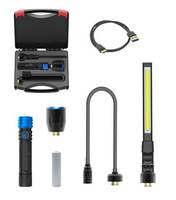 Lampe torche rechargeable 3-en-1 en aluminium avec zoom, chargement USB, étanche IP54, luminosité élevée/basse (90-600LM), piles AAA, portable