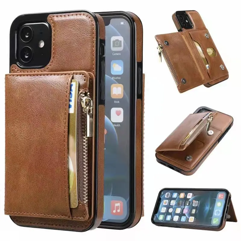 New Fashion Wallet Cards Slots Stand Casing Phone Cover Leather Phone Case For IPhone 13