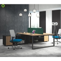 Meubles de bureau en bois, poste de travail pour 6 personnes, bureau de bureau moderne avec armoire
