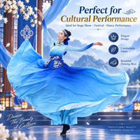 Costume de danse folklorique chinois bleu dégradé élégant pour femmes, robe de scène professionnelle, tenue de danseuse ethnique moderne
