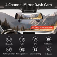 Caméra embarquée 4 canaux pour voitures, mode de stationnement 24 heures, caméra de tableau de bord miroir avant et arrière, 360 Wifi Gps, caméra de voiture DVR