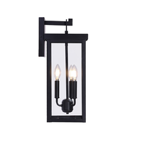 Applique murale LED moderne et minimaliste en acier inoxydable noir avec verre, style classique à 3 ampoules bougie, pour jardin et patio