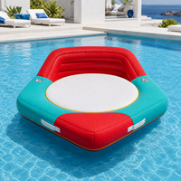 Île flottante gonflable personnalisée en PVC avec housse en tissu, centre en maille et porte-gobelets pour piscine