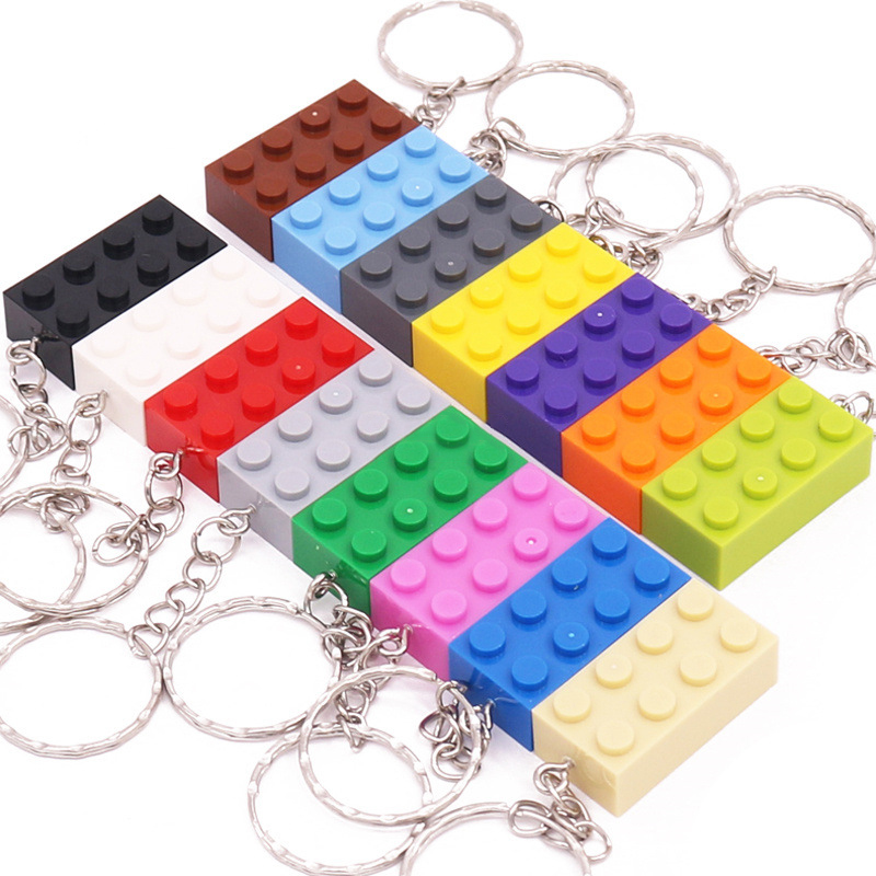 Креативный брелок MOC 2x4 с высоким кирпичным блоком, совместимый с аксессуарами, 3001 строительный блок, игрушечный брелок, украшения